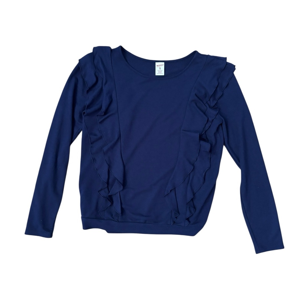 Arizona Jean Company Dark Blue Ruffle Long Sleeve Tee